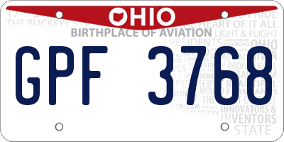 OH license plate GPF3768