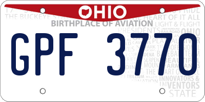 OH license plate GPF3770