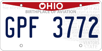 OH license plate GPF3772