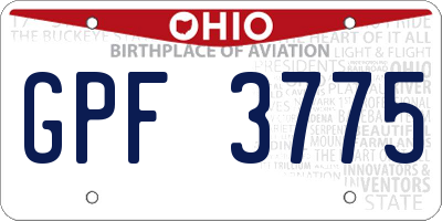 OH license plate GPF3775