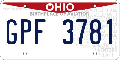 OH license plate GPF3781
