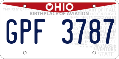 OH license plate GPF3787
