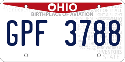OH license plate GPF3788