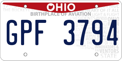 OH license plate GPF3794