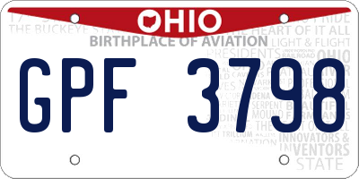 OH license plate GPF3798