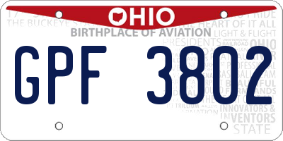 OH license plate GPF3802