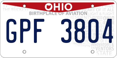 OH license plate GPF3804