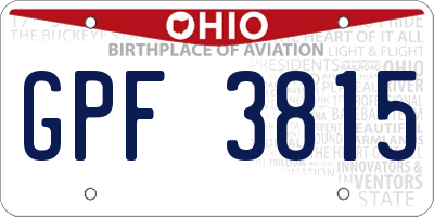 OH license plate GPF3815