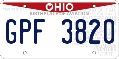 OH license plate GPF3820