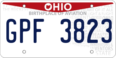 OH license plate GPF3823