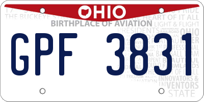 OH license plate GPF3831