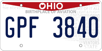 OH license plate GPF3840
