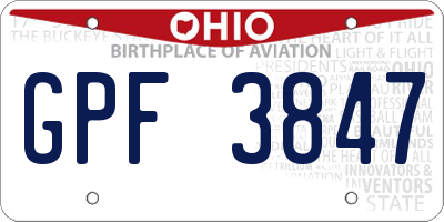 OH license plate GPF3847