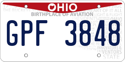 OH license plate GPF3848