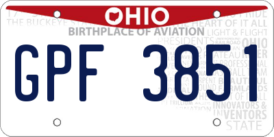 OH license plate GPF3851