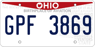 OH license plate GPF3869