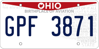 OH license plate GPF3871