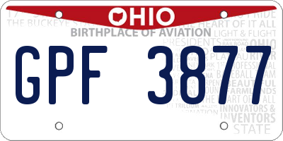 OH license plate GPF3877