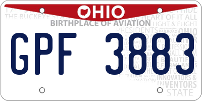 OH license plate GPF3883