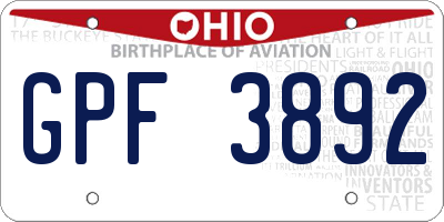 OH license plate GPF3892