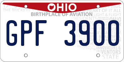 OH license plate GPF3900