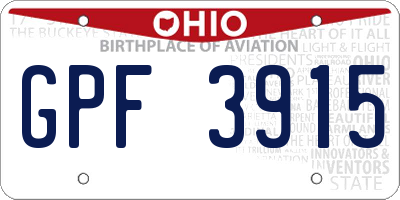 OH license plate GPF3915