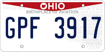 OH license plate GPF3917