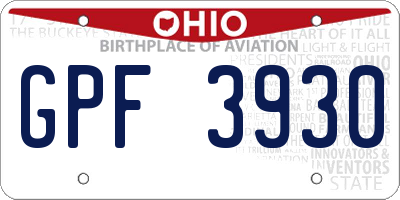 OH license plate GPF3930