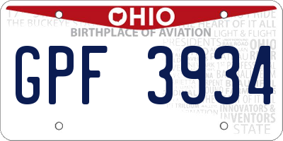 OH license plate GPF3934