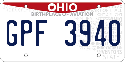 OH license plate GPF3940