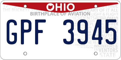 OH license plate GPF3945