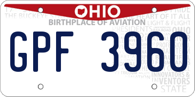 OH license plate GPF3960