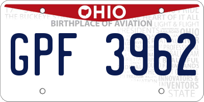 OH license plate GPF3962