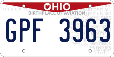 OH license plate GPF3963