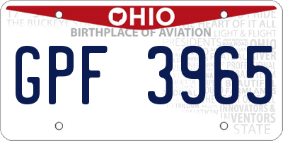 OH license plate GPF3965