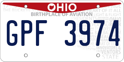 OH license plate GPF3974