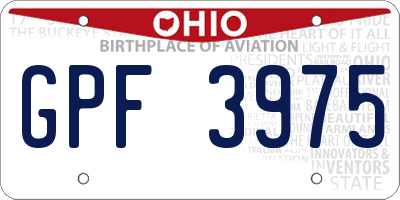 OH license plate GPF3975