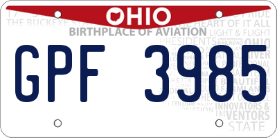OH license plate GPF3985