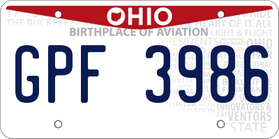 OH license plate GPF3986