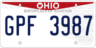OH license plate GPF3987