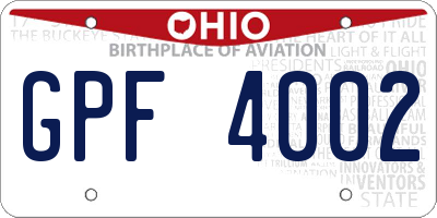 OH license plate GPF4002