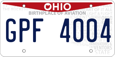 OH license plate GPF4004