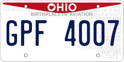 OH license plate GPF4007