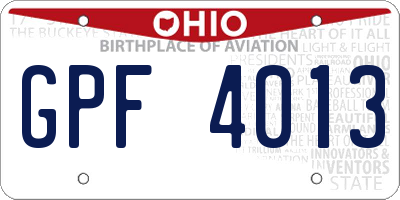 OH license plate GPF4013