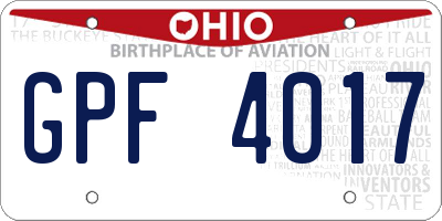 OH license plate GPF4017