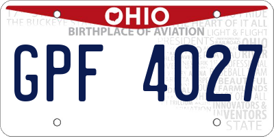 OH license plate GPF4027