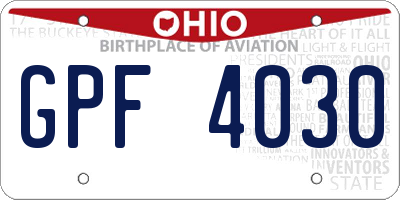 OH license plate GPF4030
