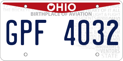 OH license plate GPF4032