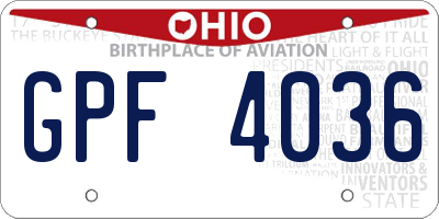 OH license plate GPF4036