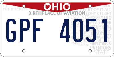 OH license plate GPF4051